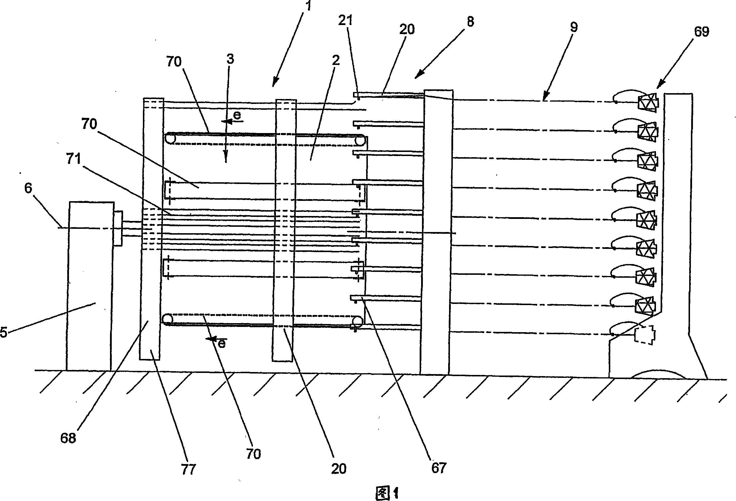 Method and device for winding a ribbon comprising a plurality of threads onto a winding body rotating about a rotation axis