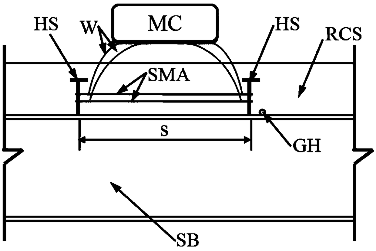 Steel-concrete interface damage monitoring and reinforcing method based on shape memory alloy