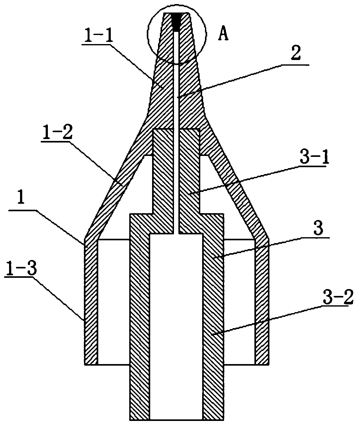 Hollow ingot for spinning of vortex spinning equipment