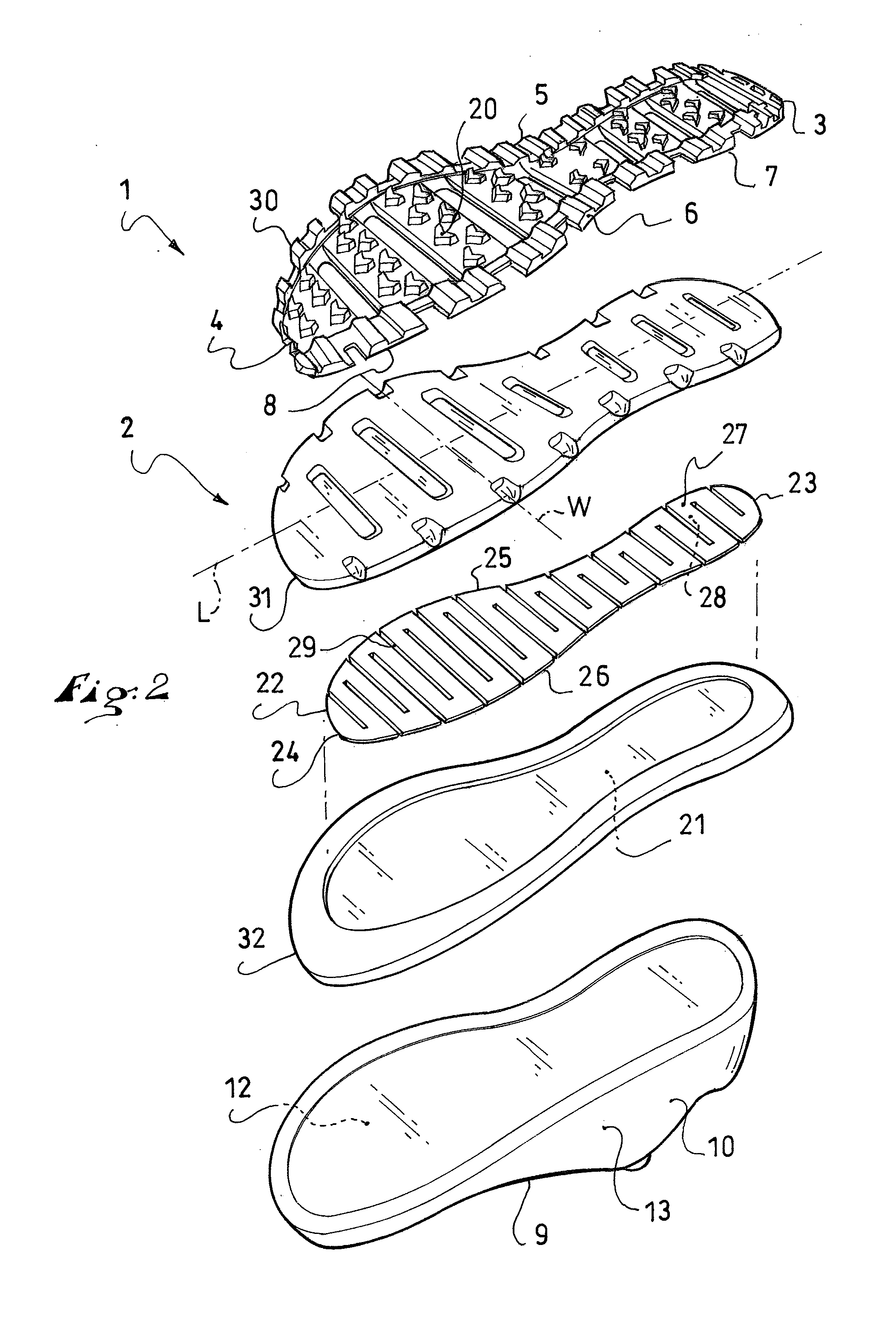 Footwear with improved sole