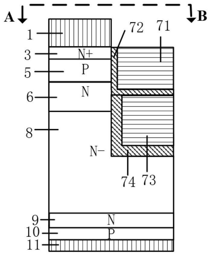 Three-dimensional separated gate trench charge storage type IGBT and manufacturing method thereof