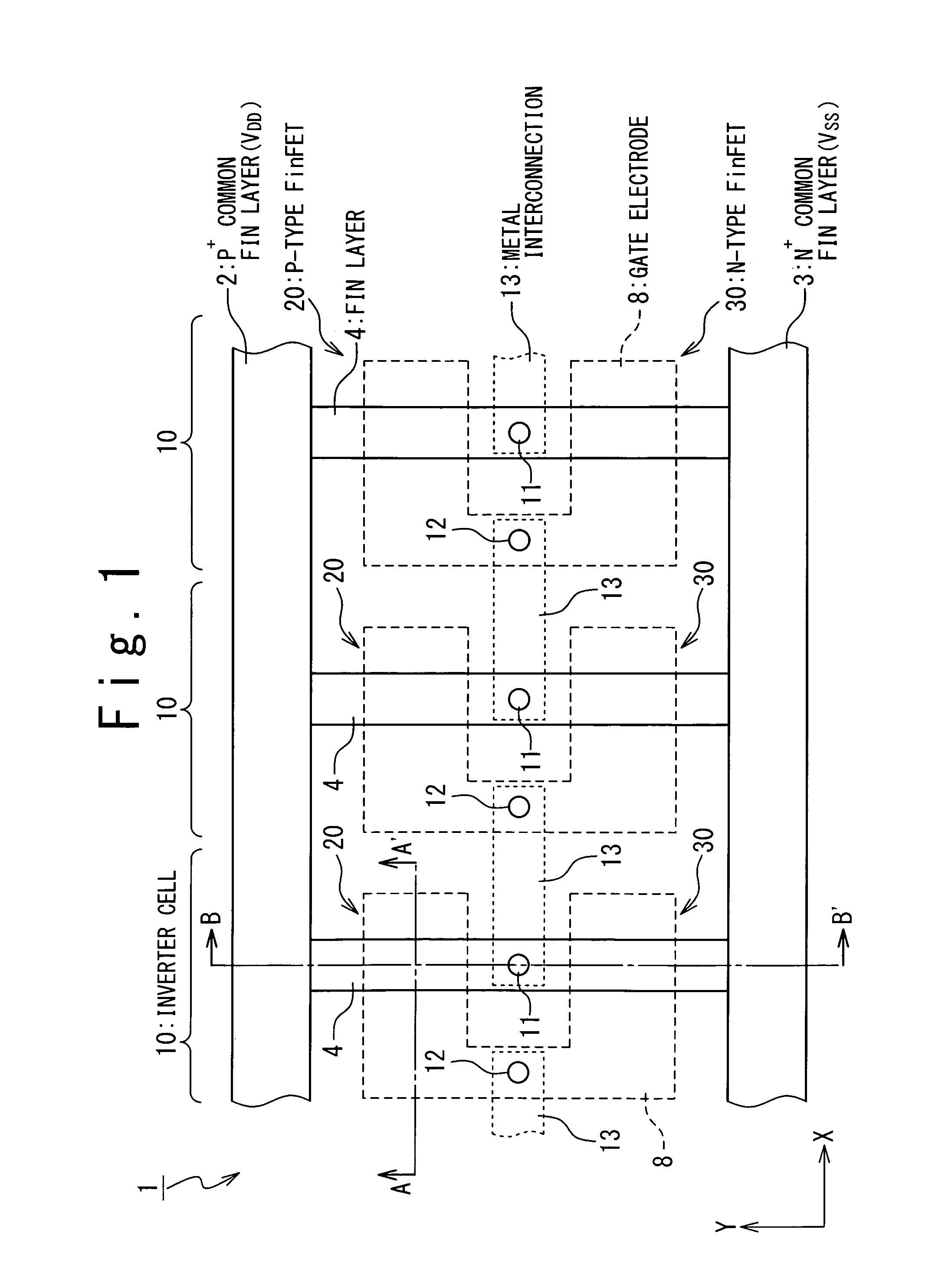 Semiconductor device with three-dimensional field effect transistor structure