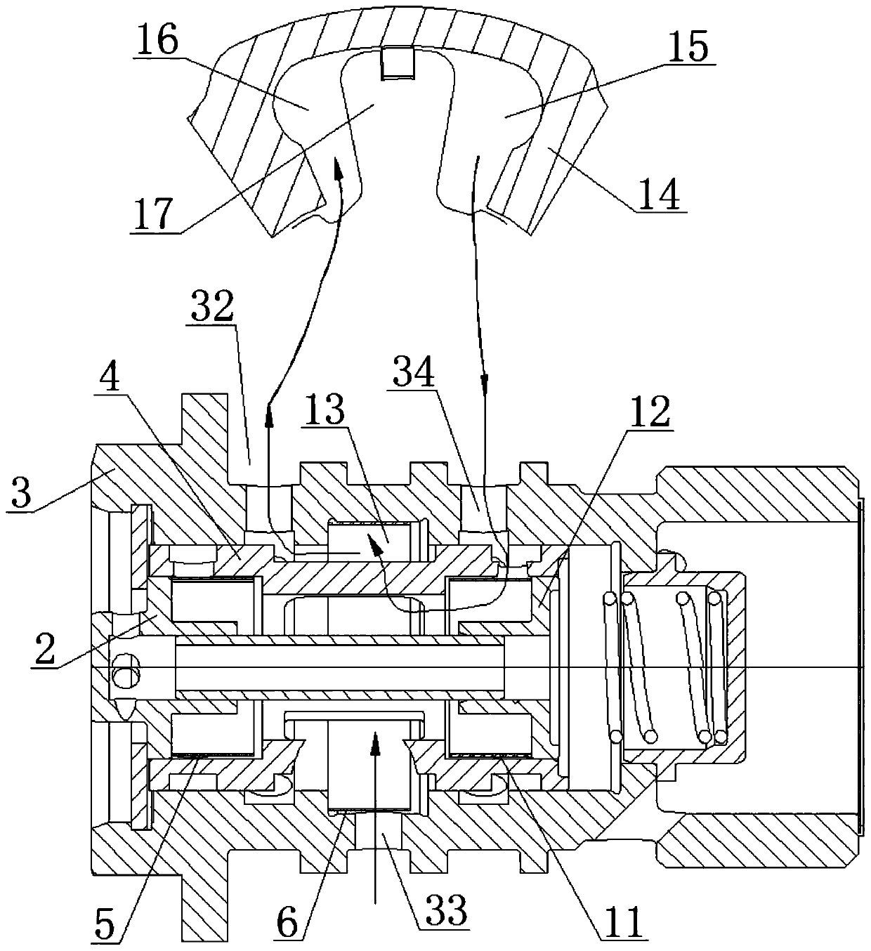 Longitudinal loop energy-saving type oil control valve