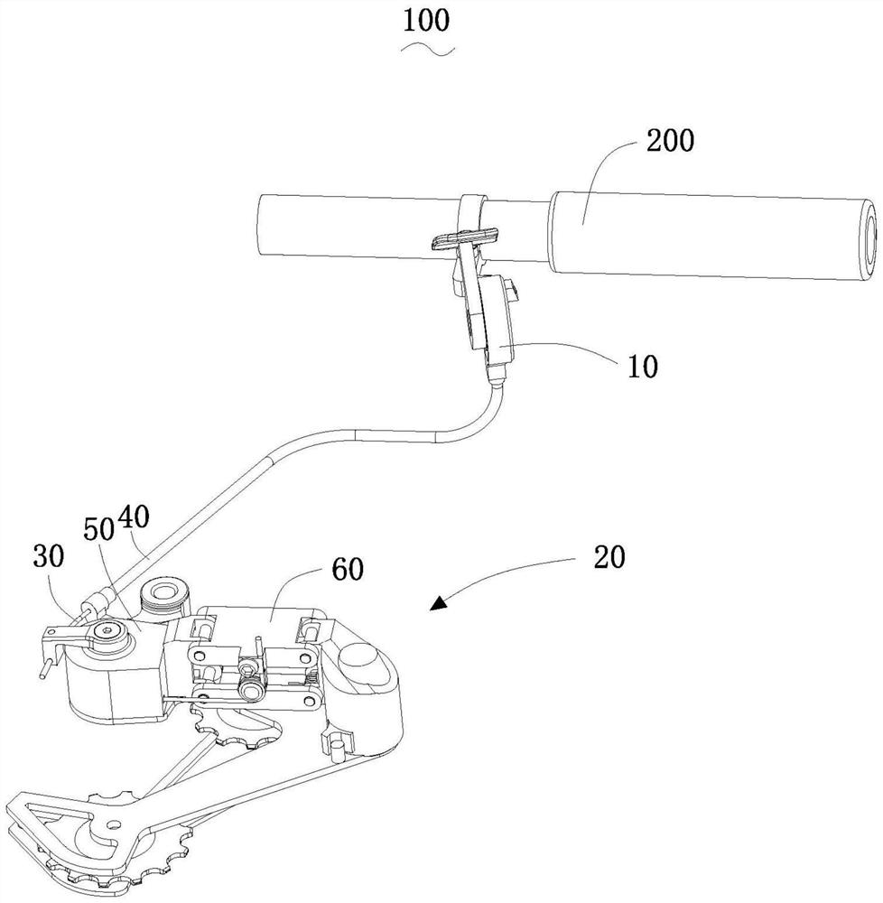 Rear-mounted precise speed changing and gear shifting device based on line transmission