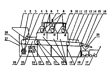 High-efficient energy-saving microwave continuously-cooking and processing system for shellfish