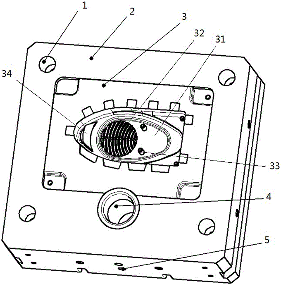 Lid mold structure with grill and diversion control device
