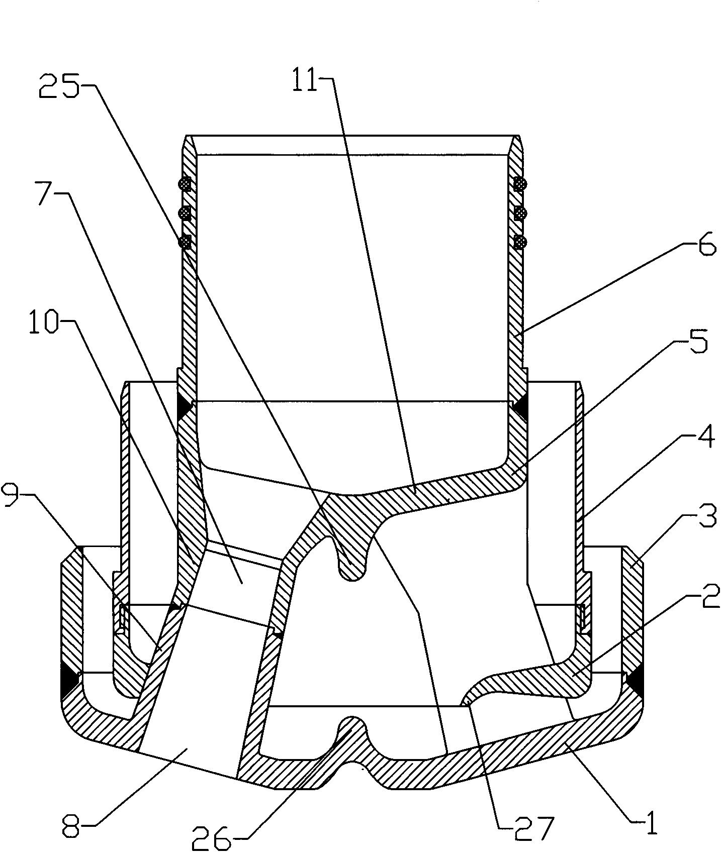 Production method for combined forging and pressing oxygen lance nozzle and mould special for same