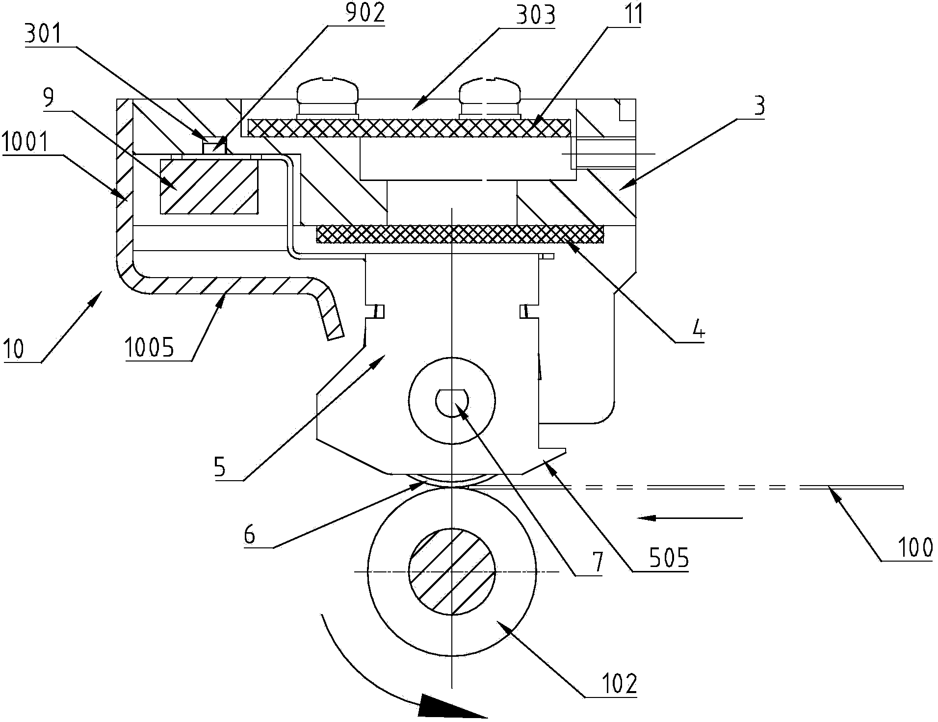 Paper money thickness detection module and ATM money checking device