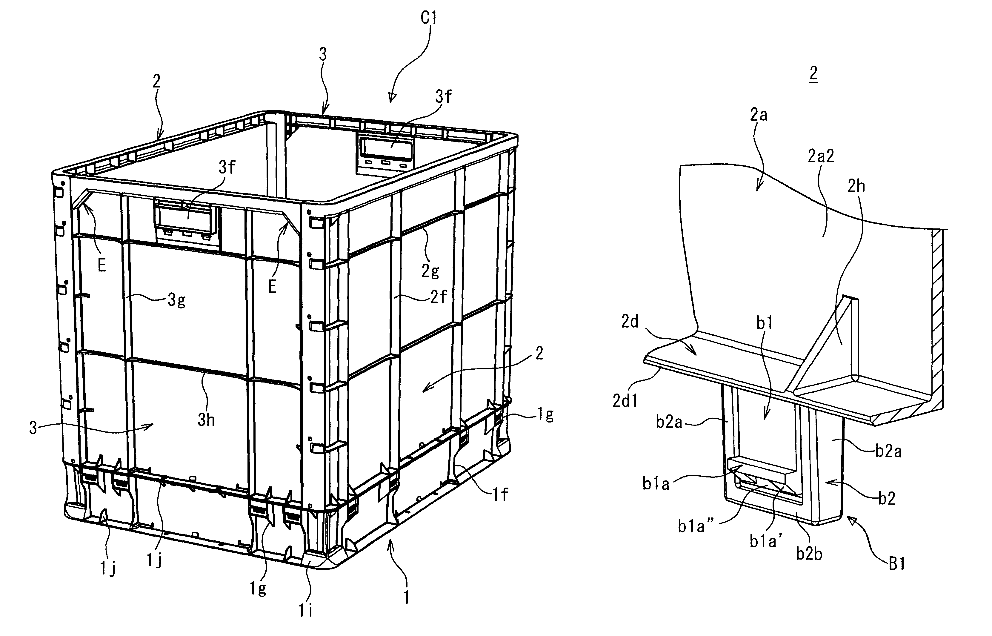 Assemblable and disassemblable container