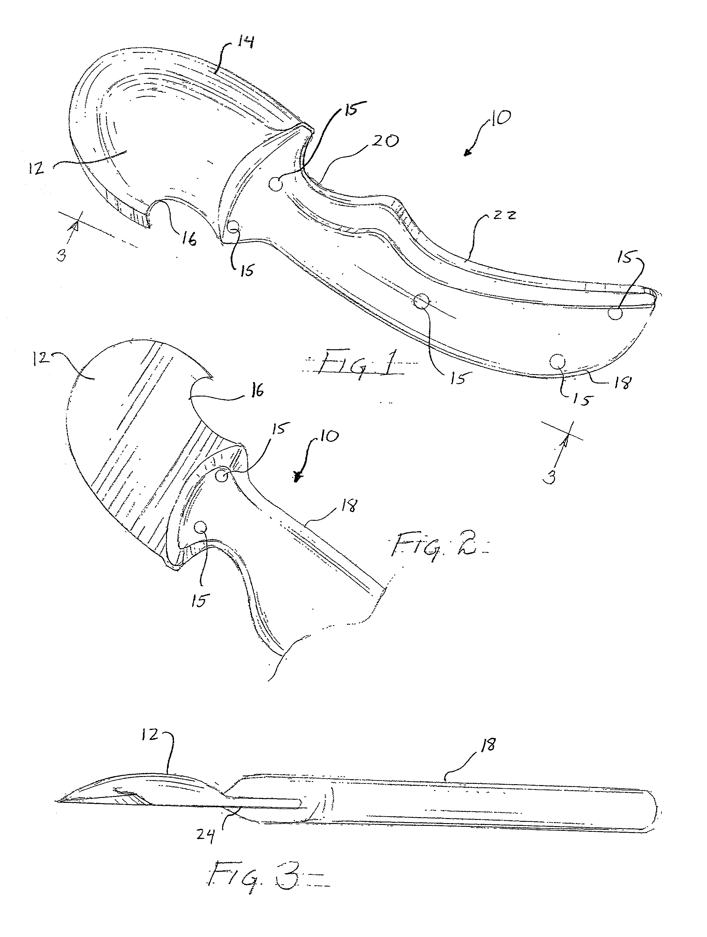 Knife for removing the hide of an animal and method therefor