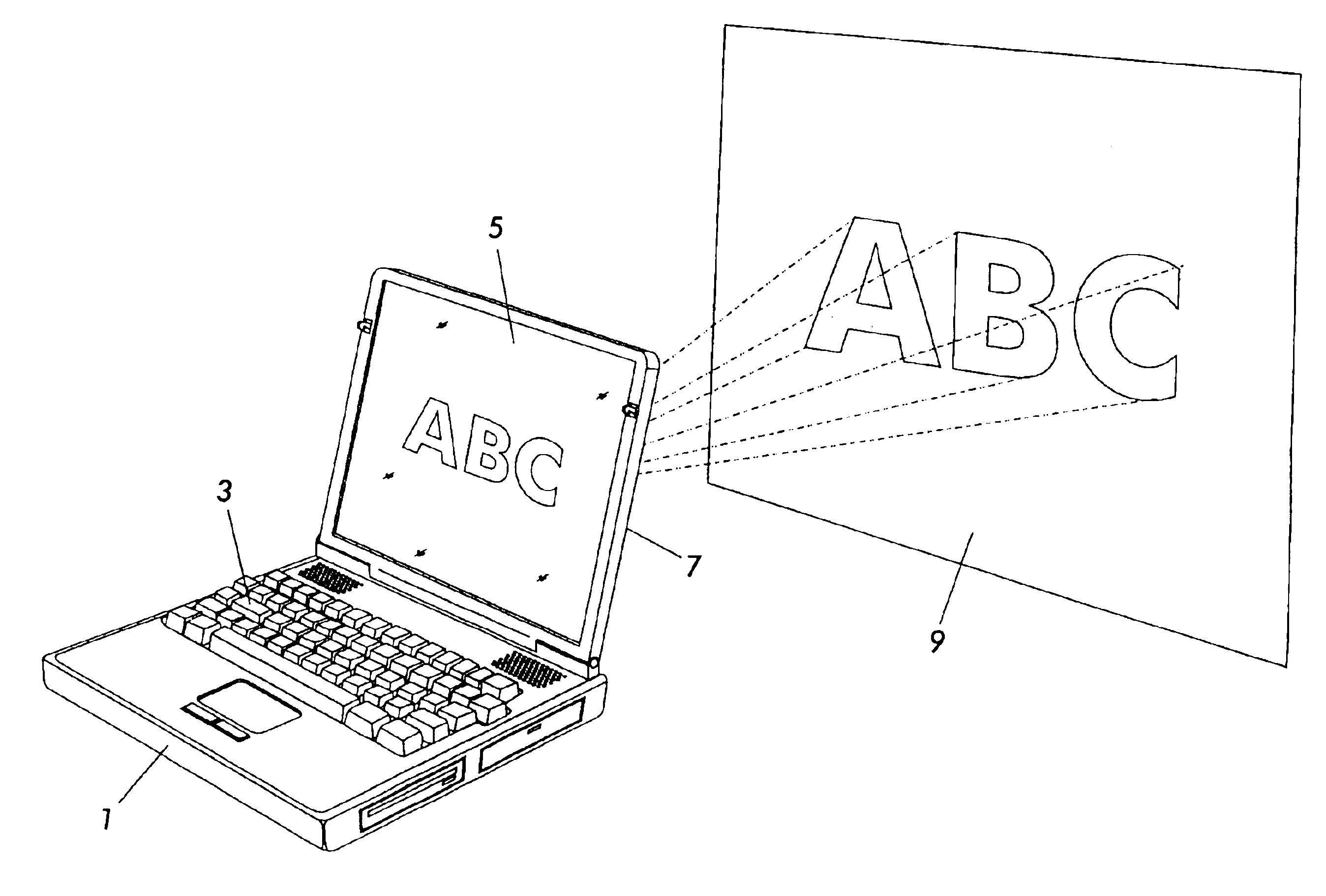 Portable personal computing device with fully integrated projection display system