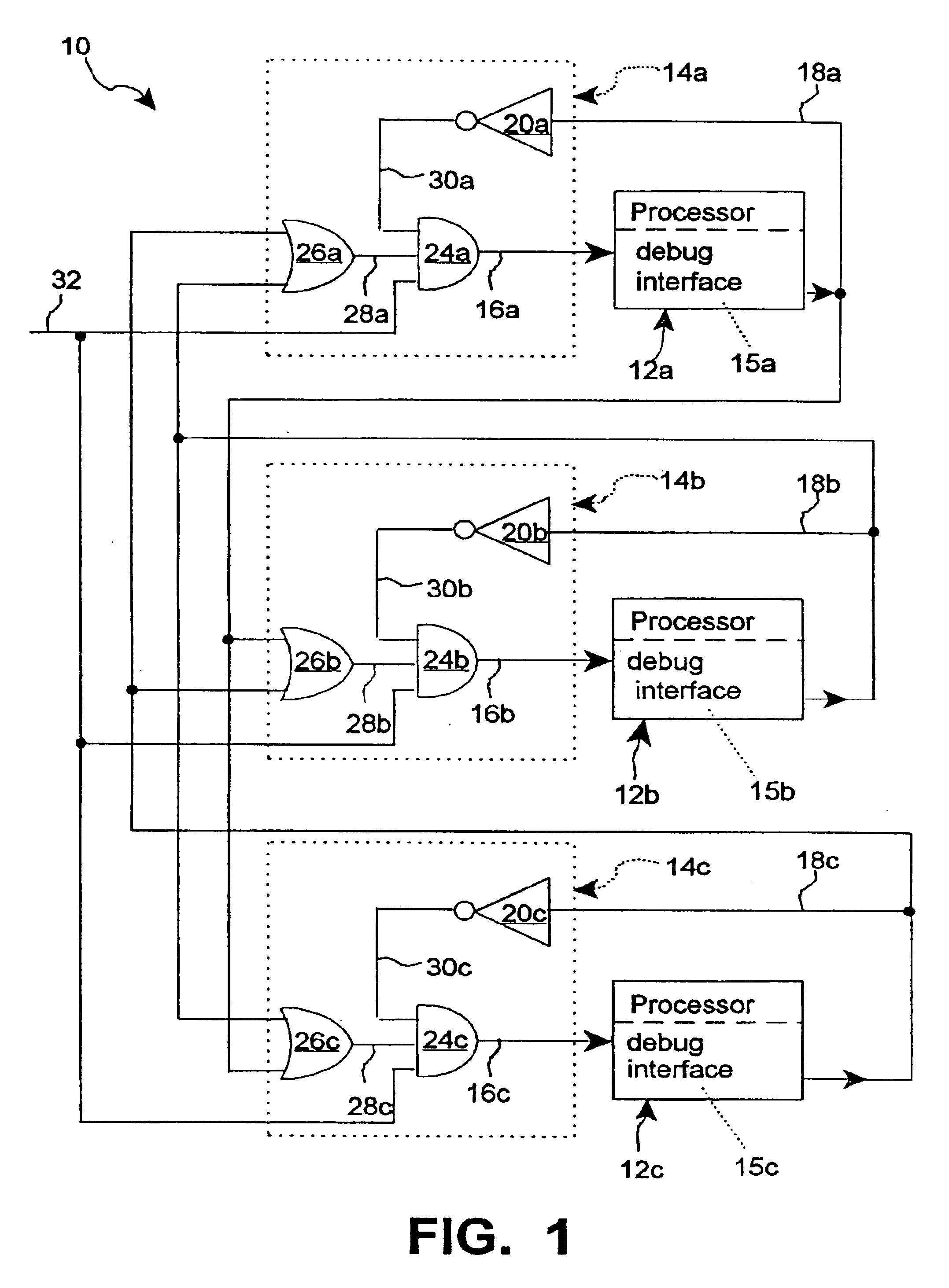 Multiprocessor system and method for simultaneously placing all processors into debug mode