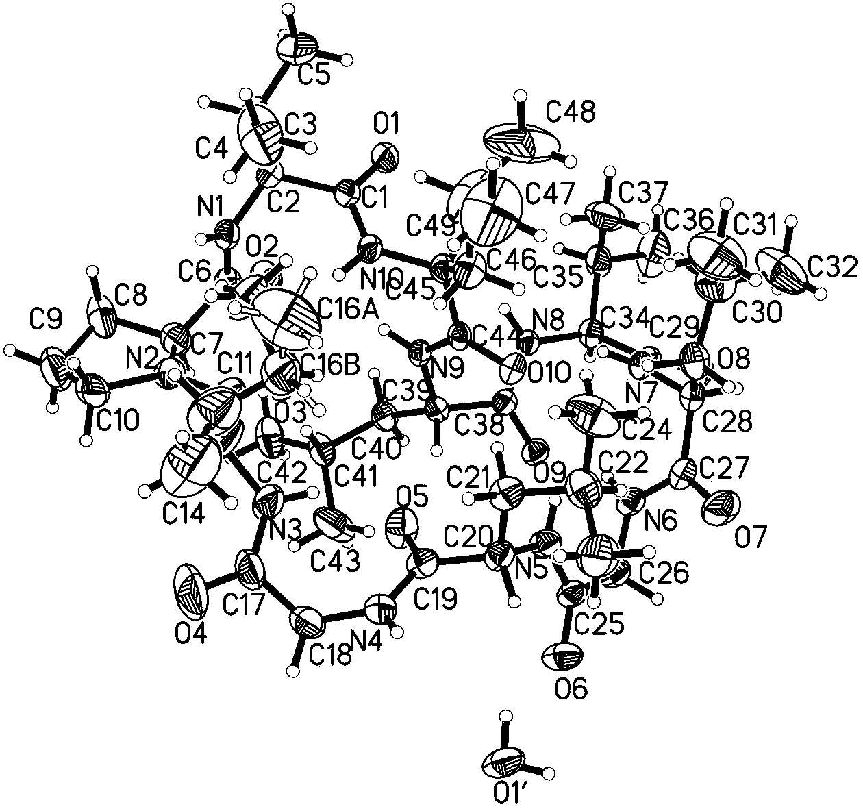 Chemical preparation method of cyclic decapeptide compound GG-110824
