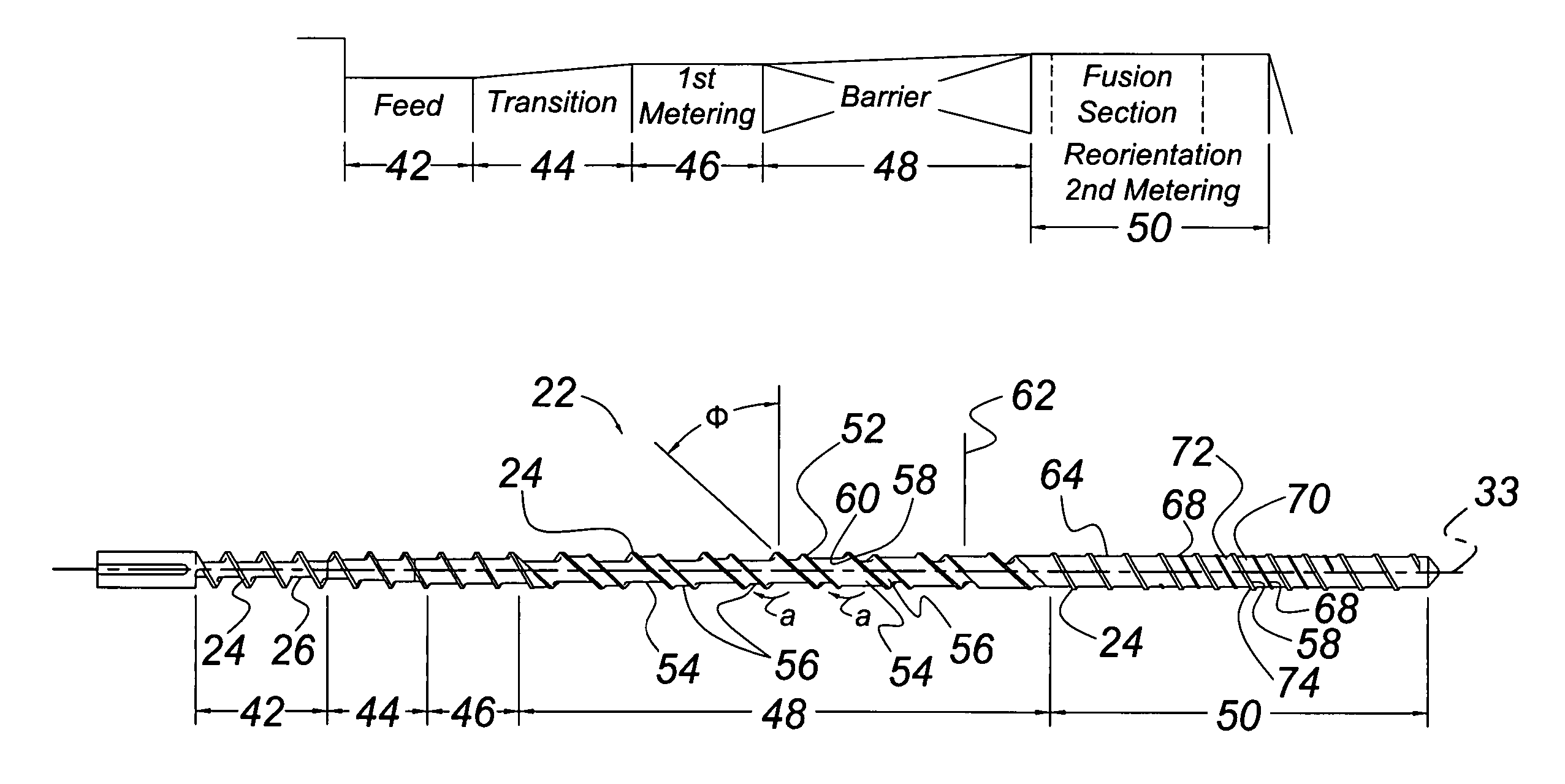 Apparatus for plasticating thermoplastic resin including polypropylene