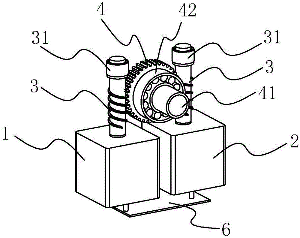 Deceleration driving device based on double servo motors, drive system and control method