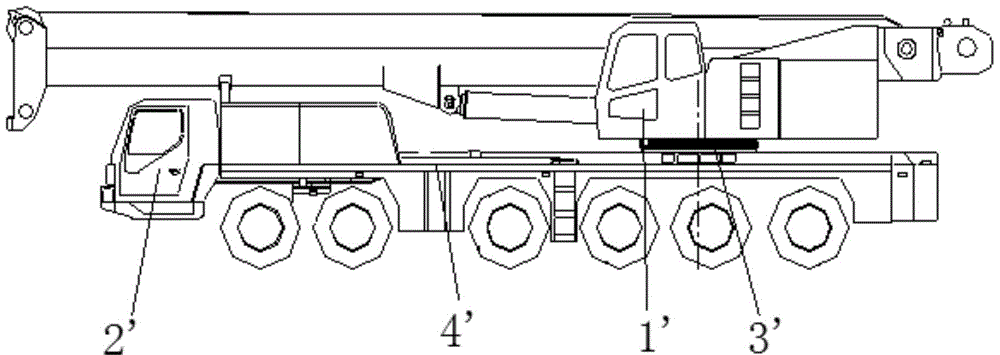 Single-engine crane and power transmission device thereof