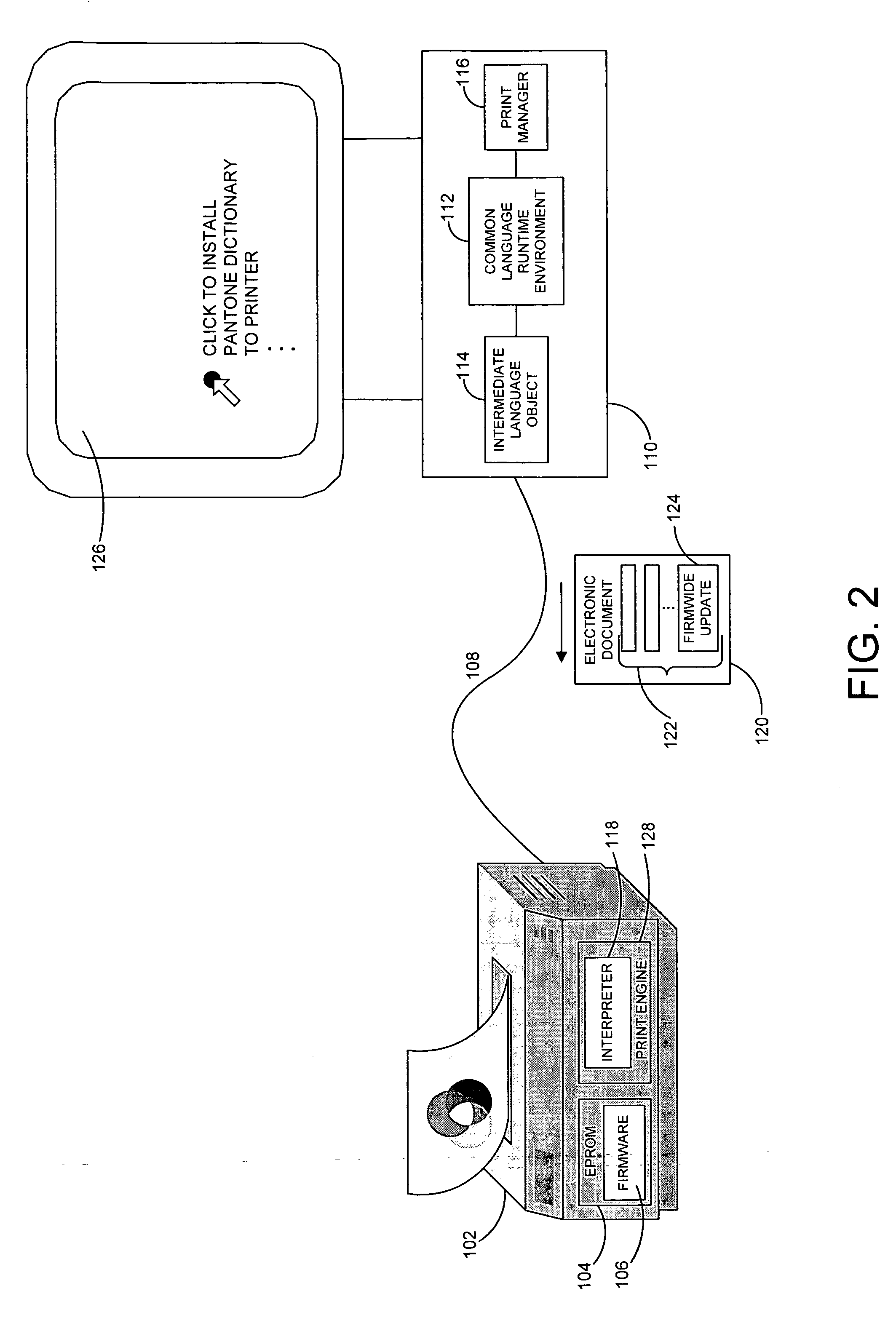 System and method for generating embedded resource updates for output device