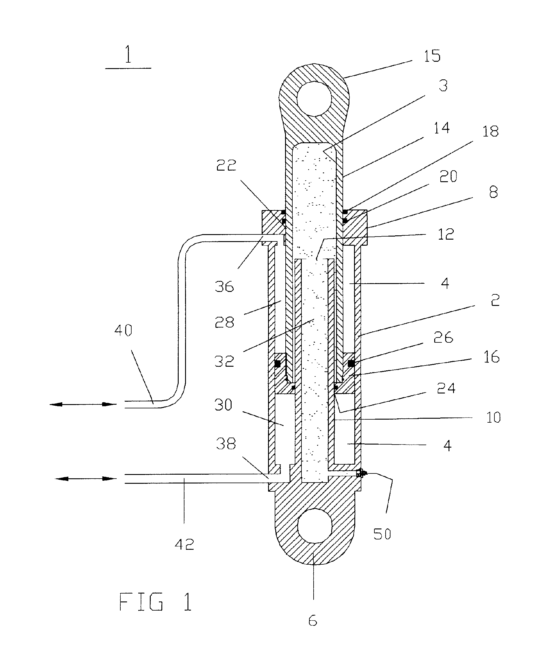 Gas-biased hydraulic cylinder