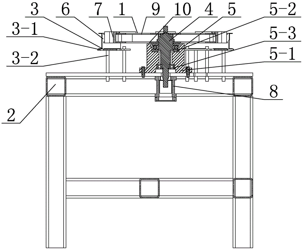 A turntable mechanism in a fully automatic assembly system for cabinet adjustment legs