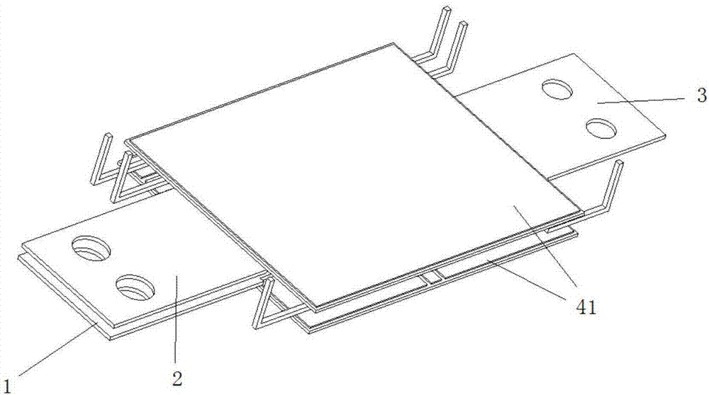 Two-sided heat dissipation power module of laminated substrates