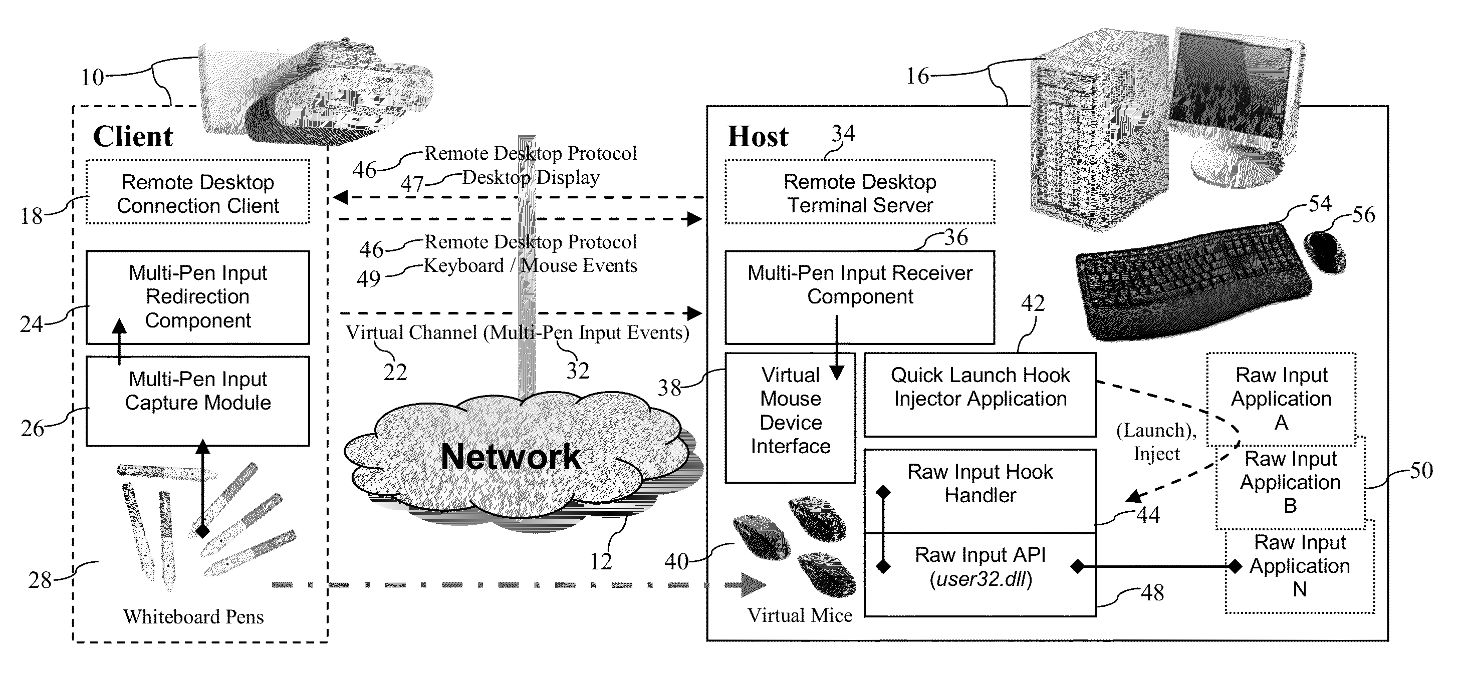 Method for providing multiple mouse inputs in a remote desktop session