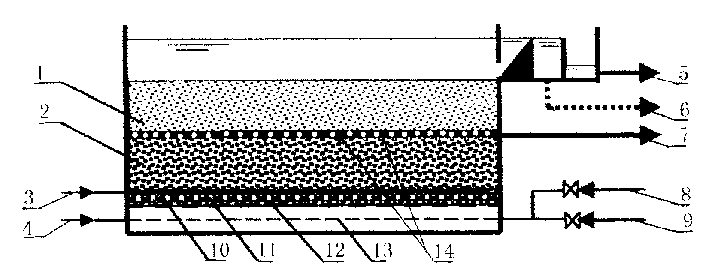 Double-layer filter material biological aeration filter pond