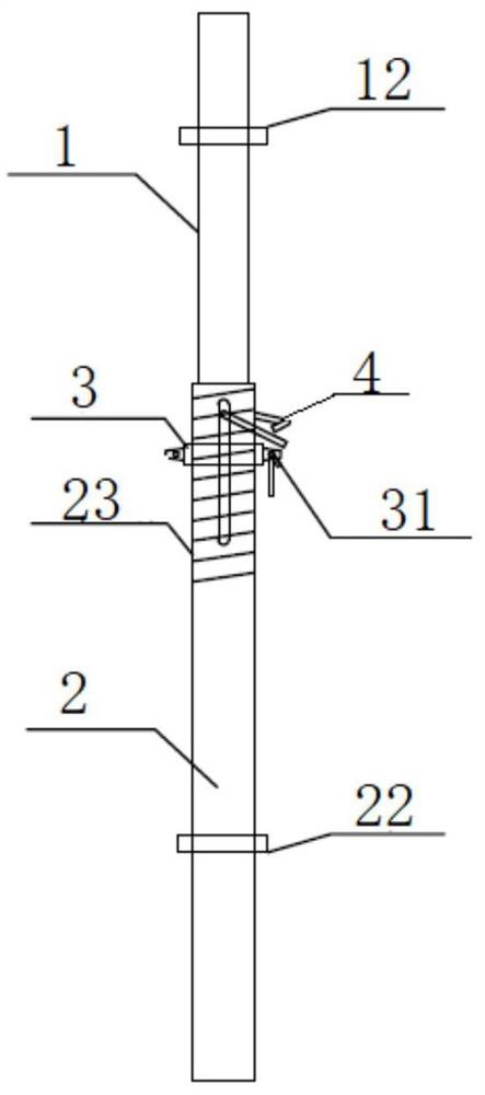 Telescopic supporting rod and formwork supporting frame structure