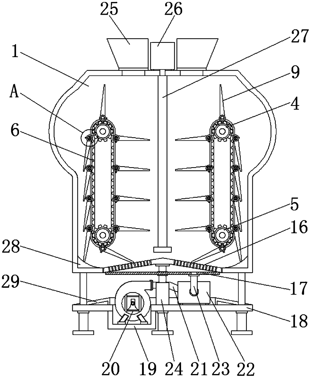 Organic fertilizer drying device capable of achieving sufficient drying