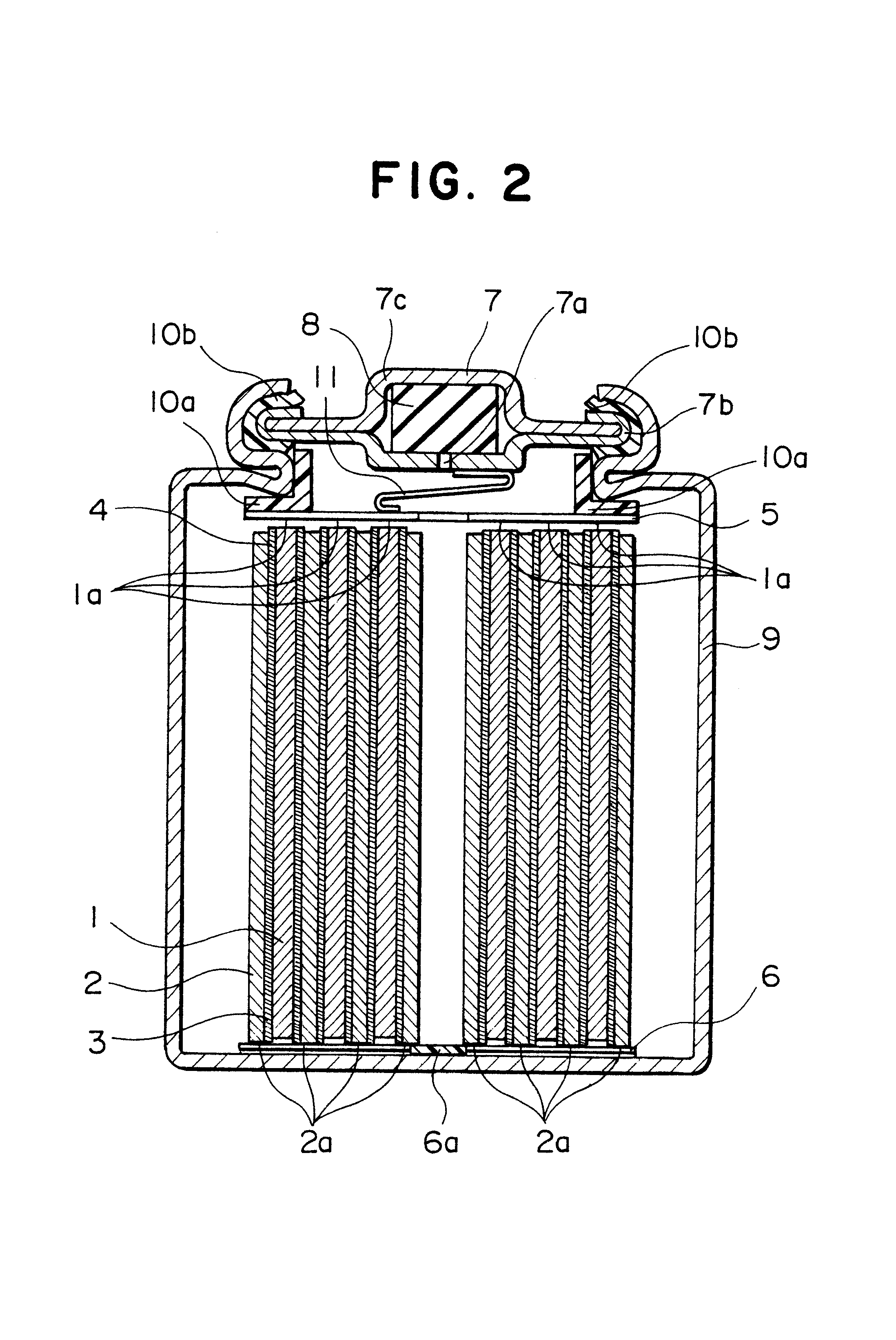 Battery, a process for producing the battery, a process for producing a battery case, and a battery pack