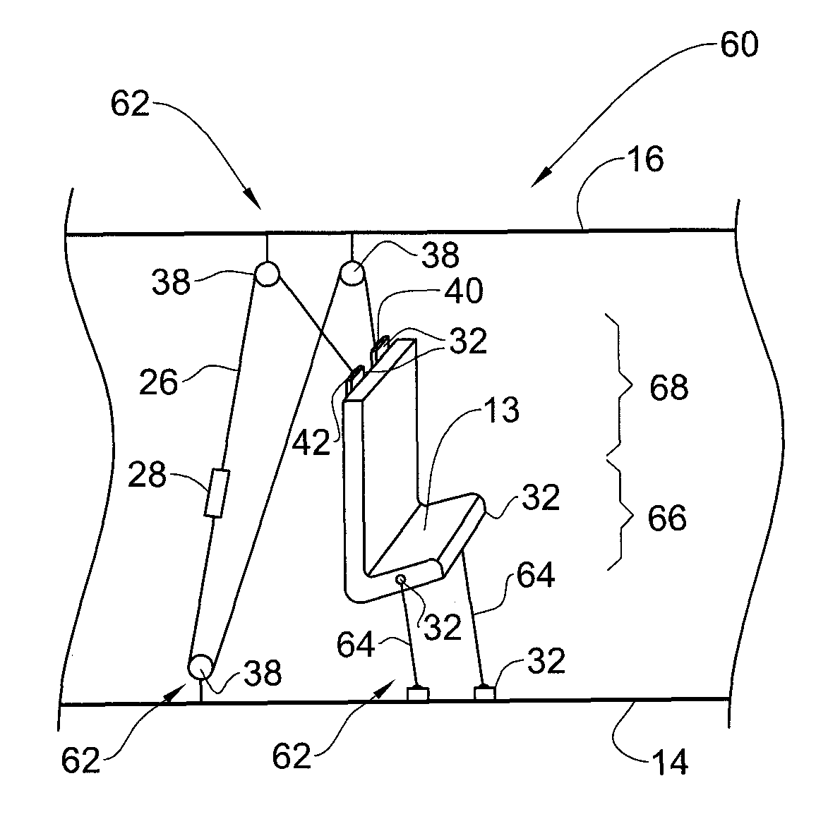 Method and suspension apparatus for suspending an object in a vehicle