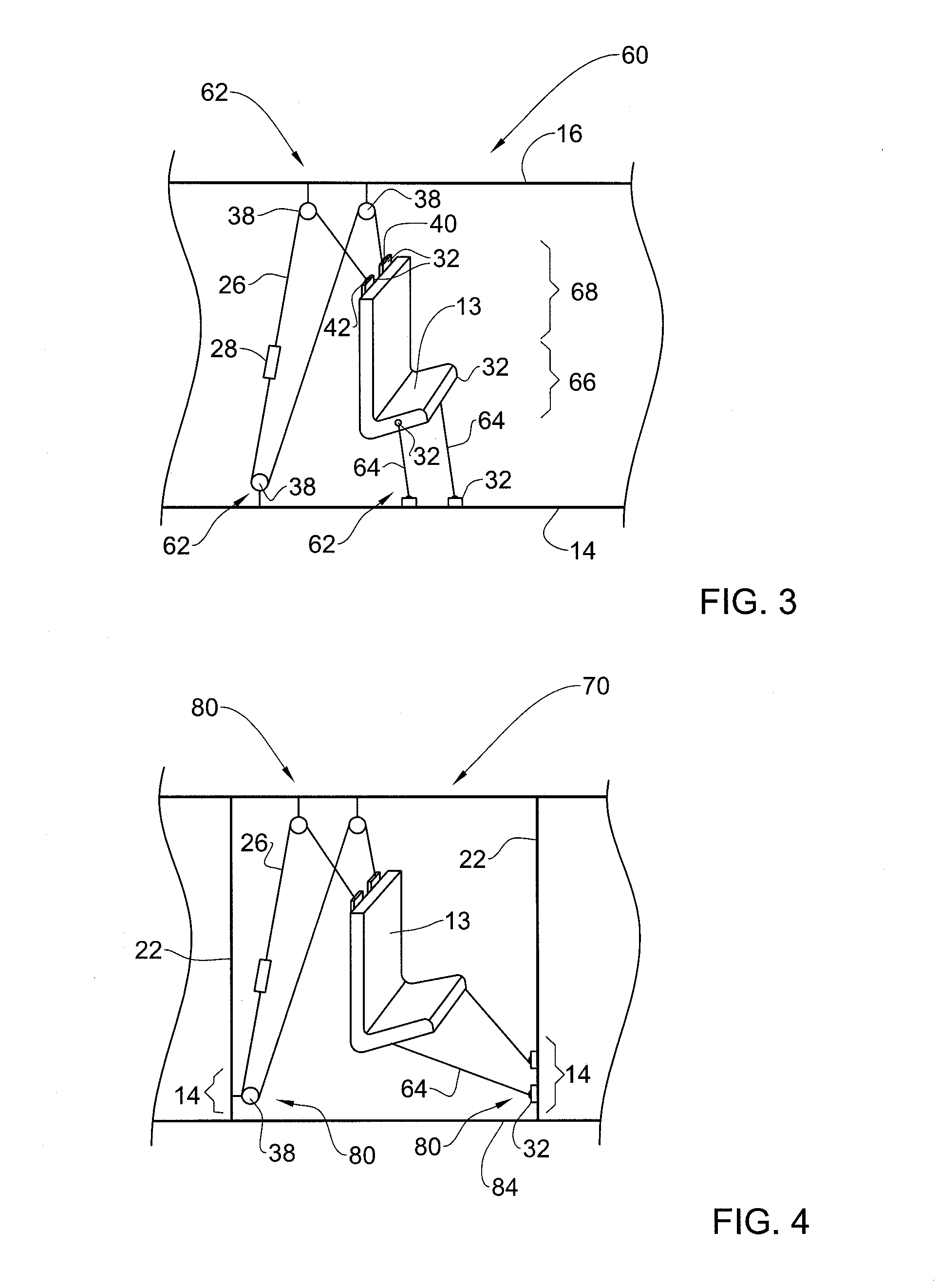 Method and suspension apparatus for suspending an object in a vehicle