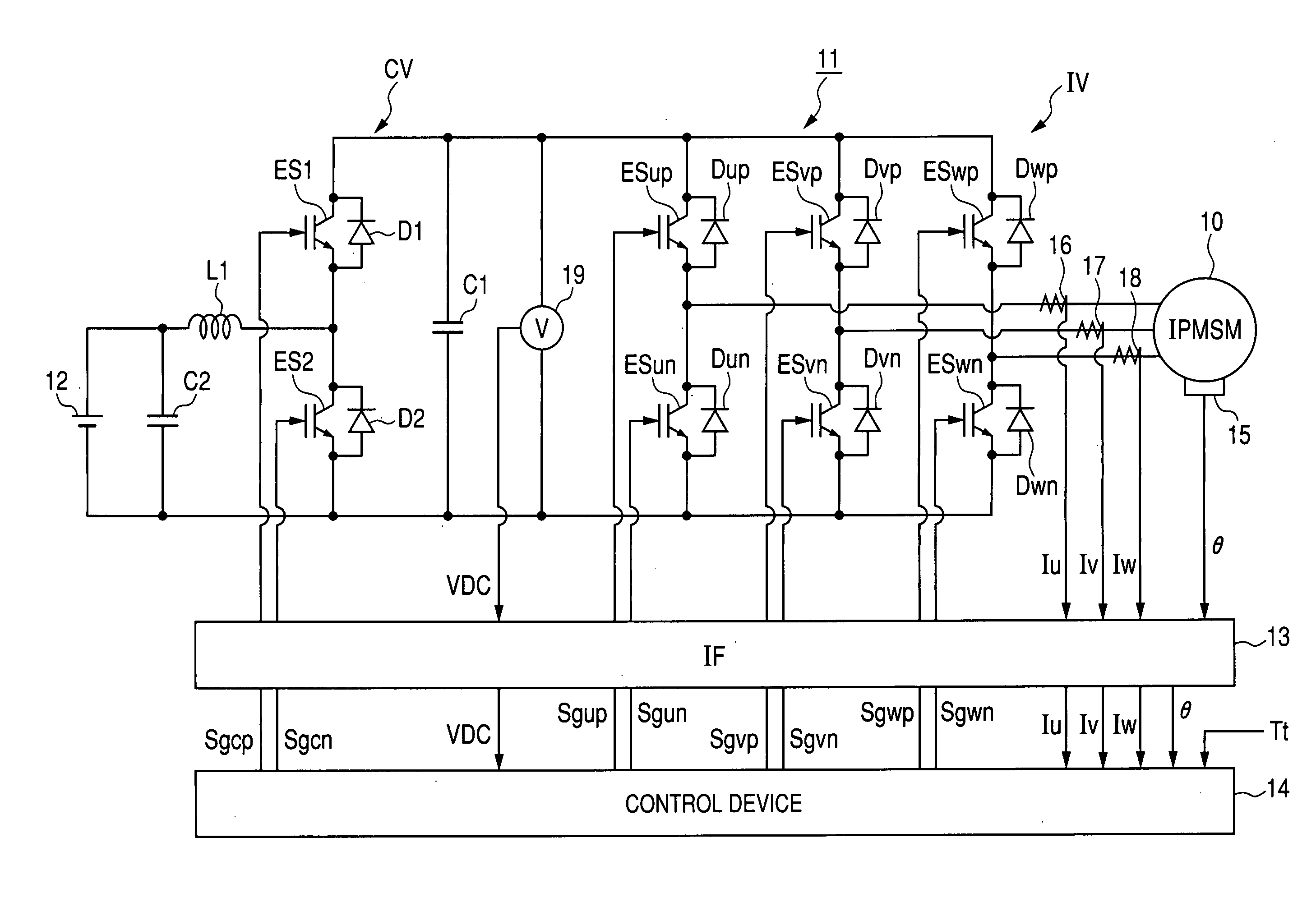 Control device for electric rotating machine and method of controlling the machine