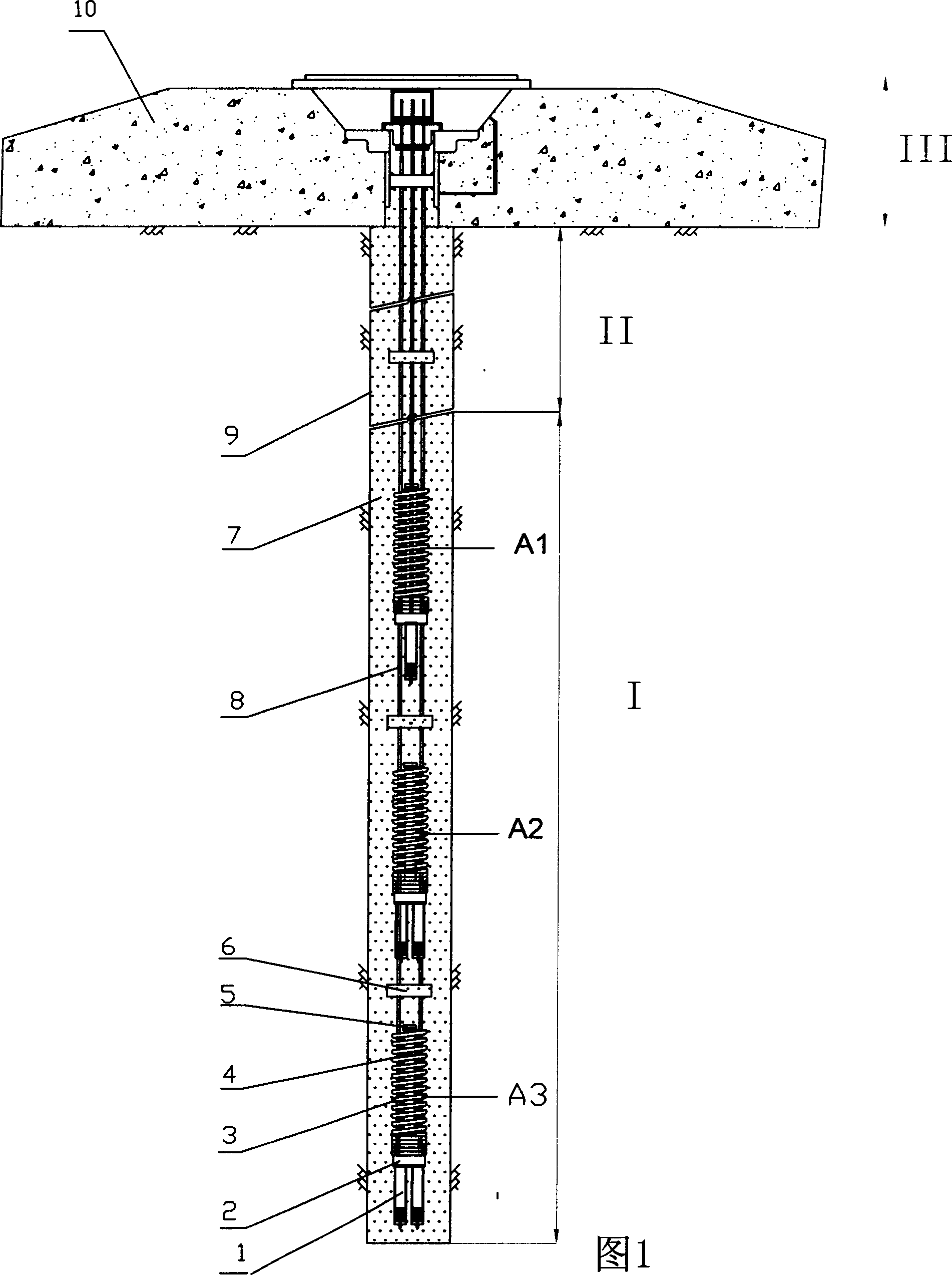 Permanent anchor rope used for side slope stabilization