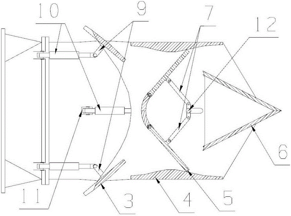 Two-dimensional plug nozzle with thrust reversing function