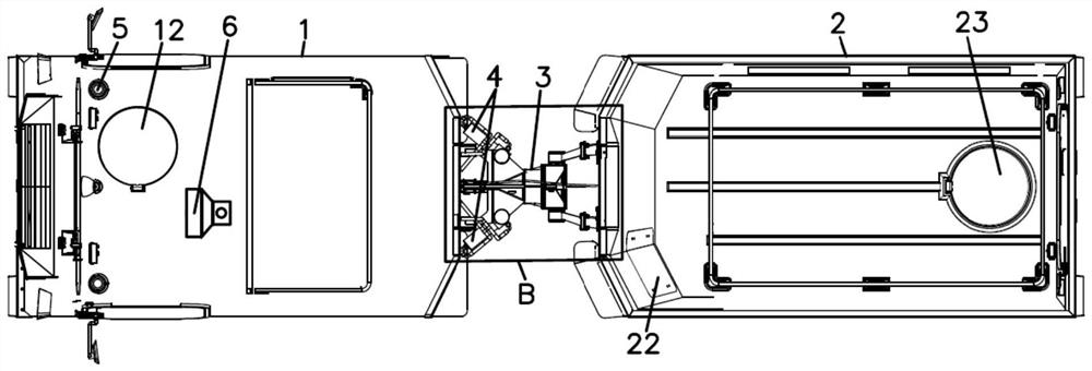 Double-module crawler-type amphibious fire fighting truck