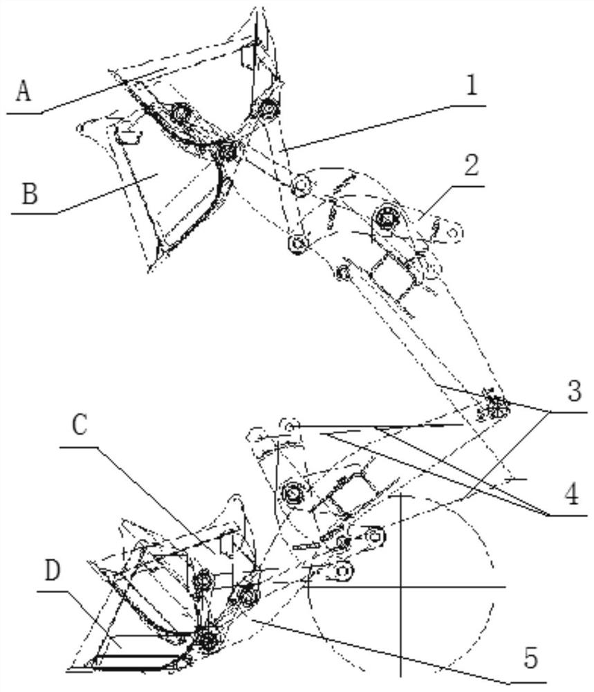 An electro-hydraulic control link mechanism for a loader