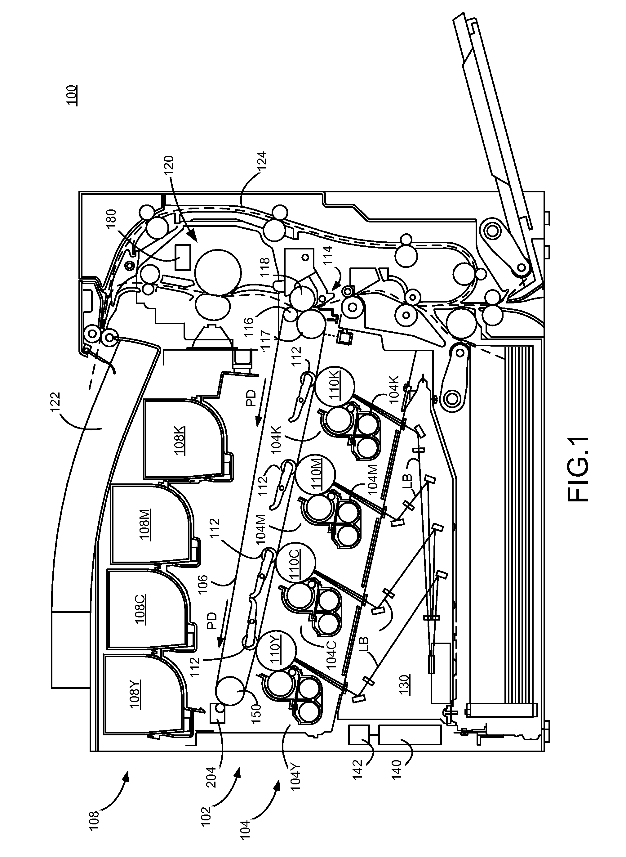 Drive mechanism for an intermediate transfer member module of an electrophotographic imaging device