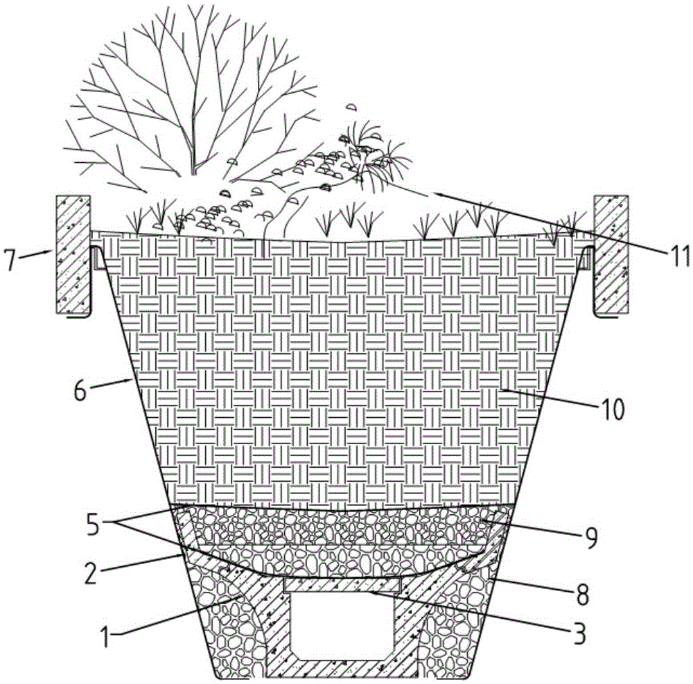 Sunken water collecting and permeating device