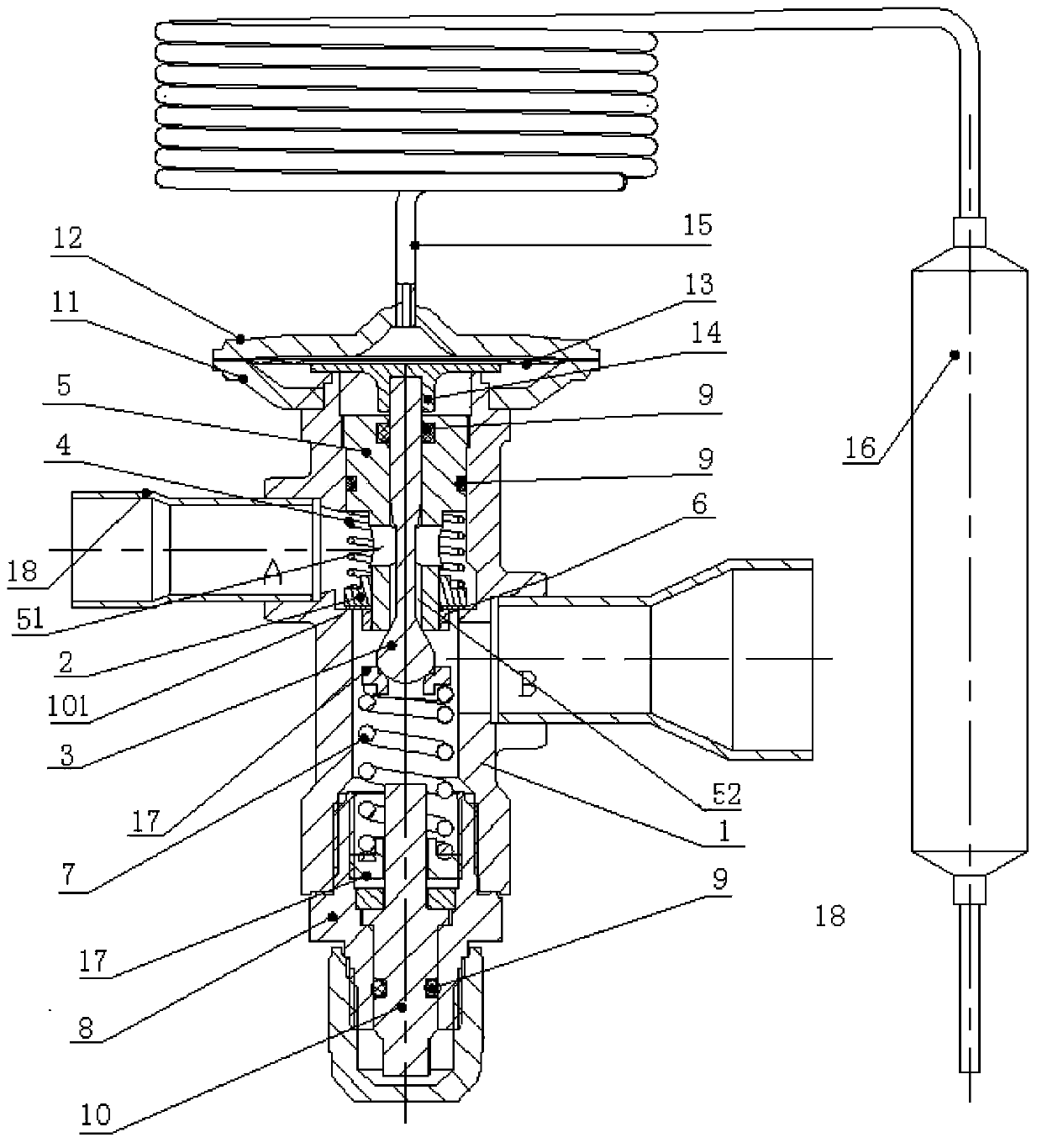 Thermal expansion valve with functions of one-way valve