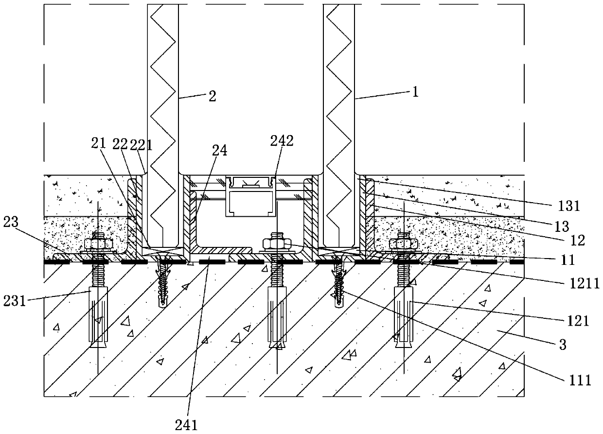 Tempered glass partition mounting structure and method