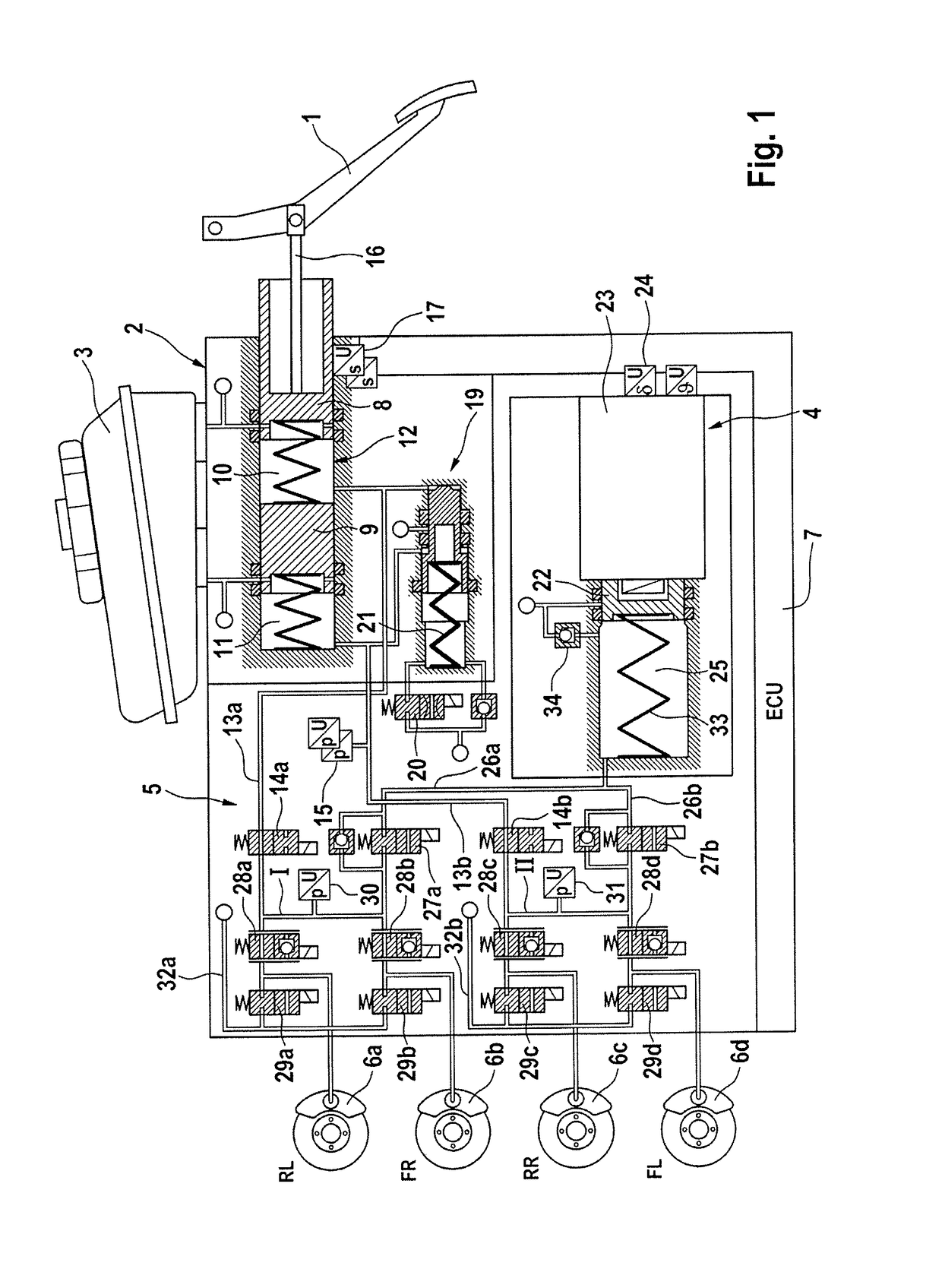 Method for determining a pressure/volume characteristic curve of a wheel brake