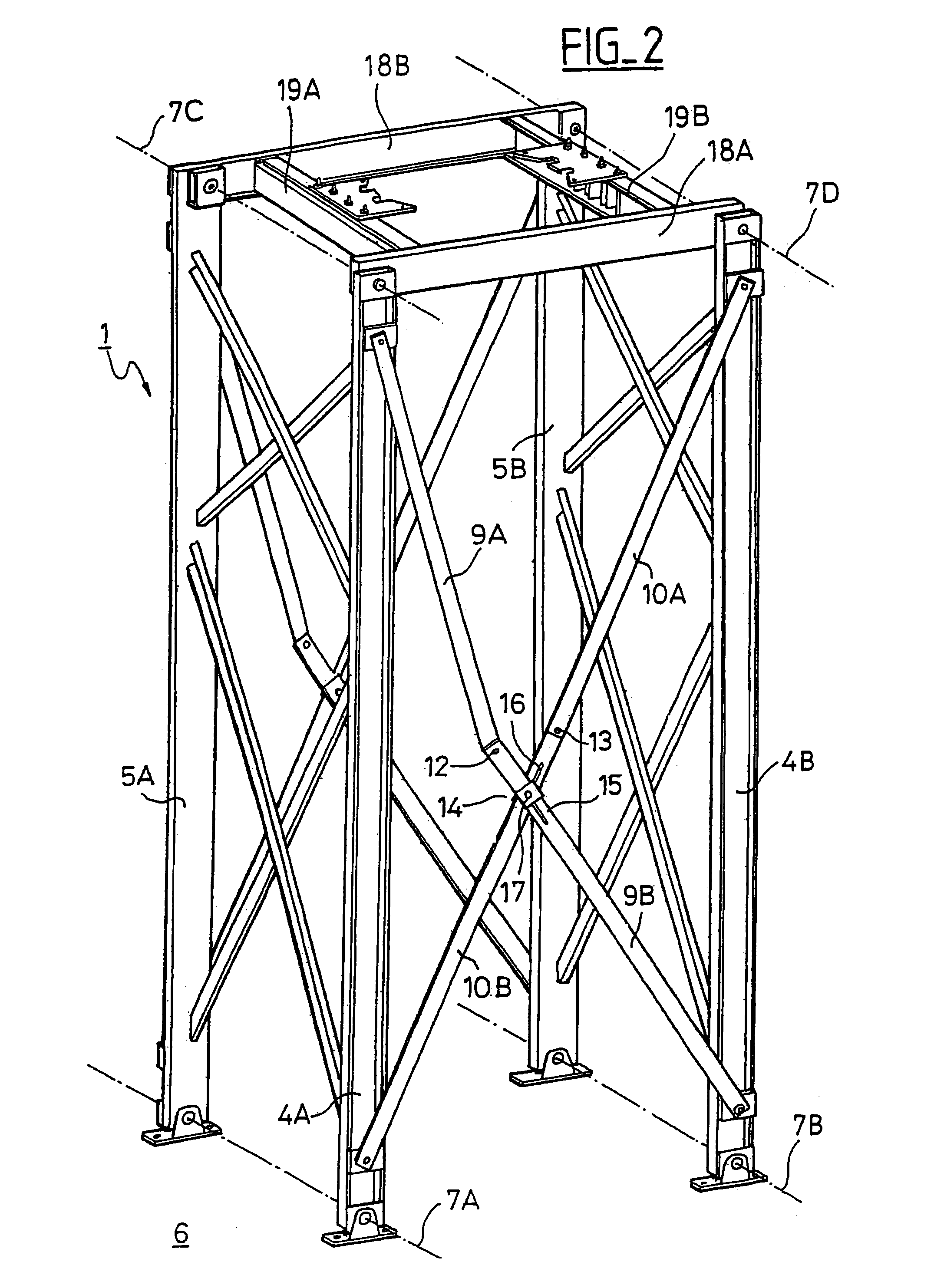 Articulated support with lateral movement for high-voltage or medium-voltage electrical plant