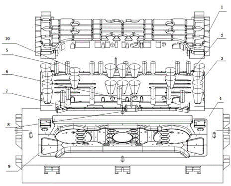Casting system and casting method for aluminum alloy sleeper beam of standard motor train unit steering frame