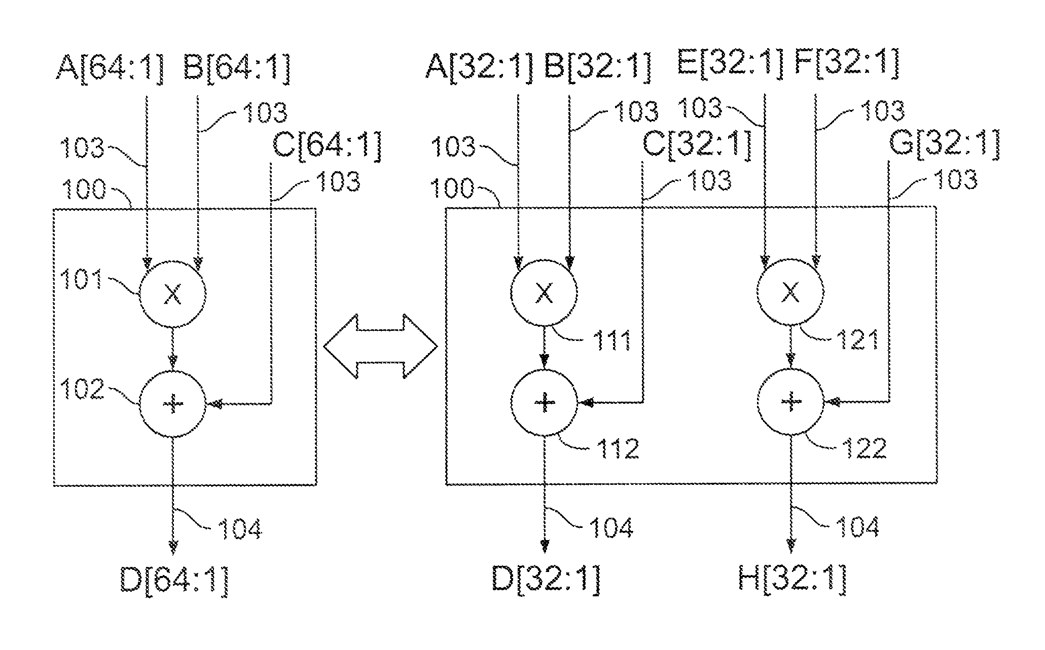 Multiple-precision processing block in a programmable integrated circuit device