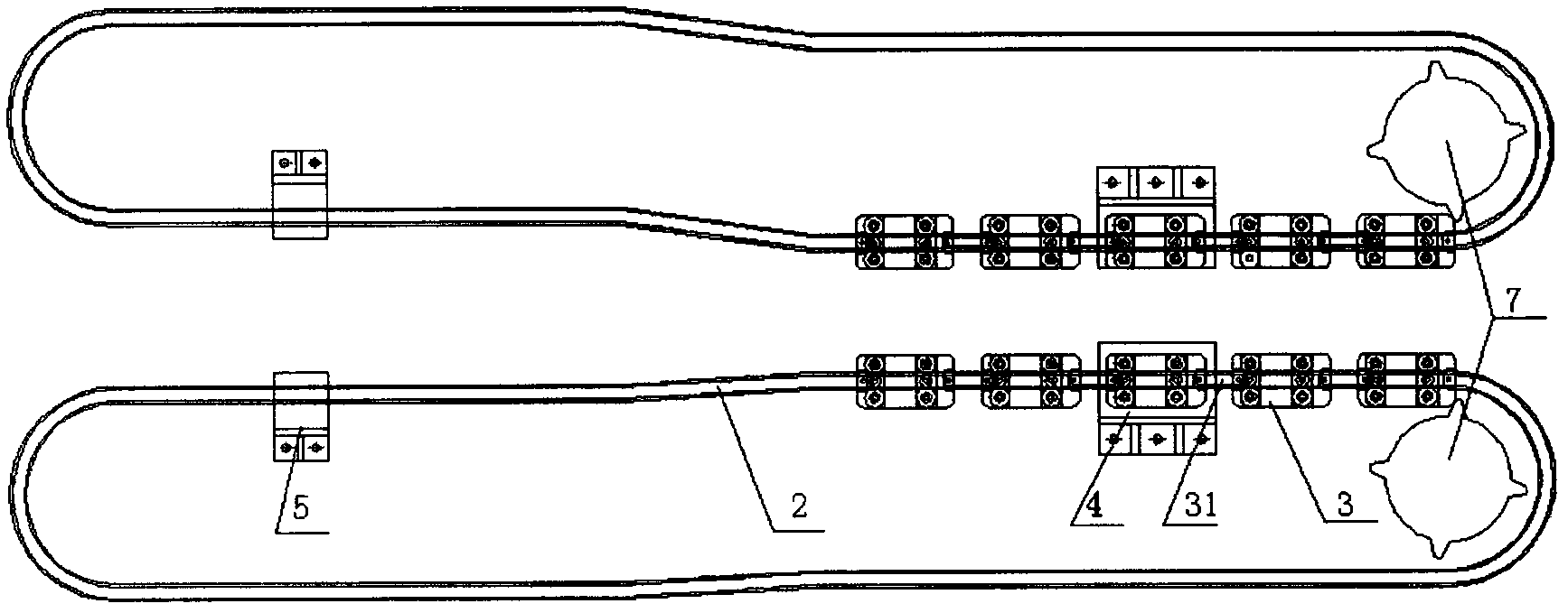 Drawing slenderizing device for human hair fiber bundles