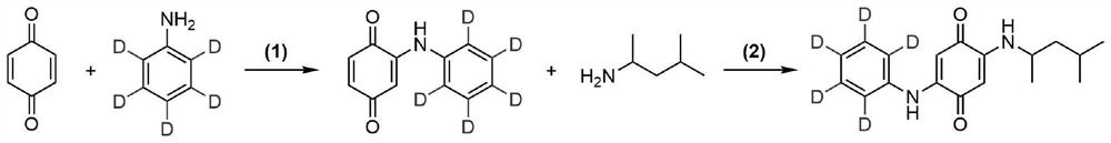 Preparation method of isotope labeled N-(1, 3-dimethylbutyl)-N'-phenyl p-benzoquinone