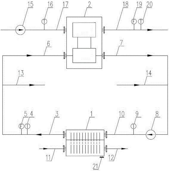 Device and method for recovering gas-fired boiler flue gas condensation heat energy by means of heat pump