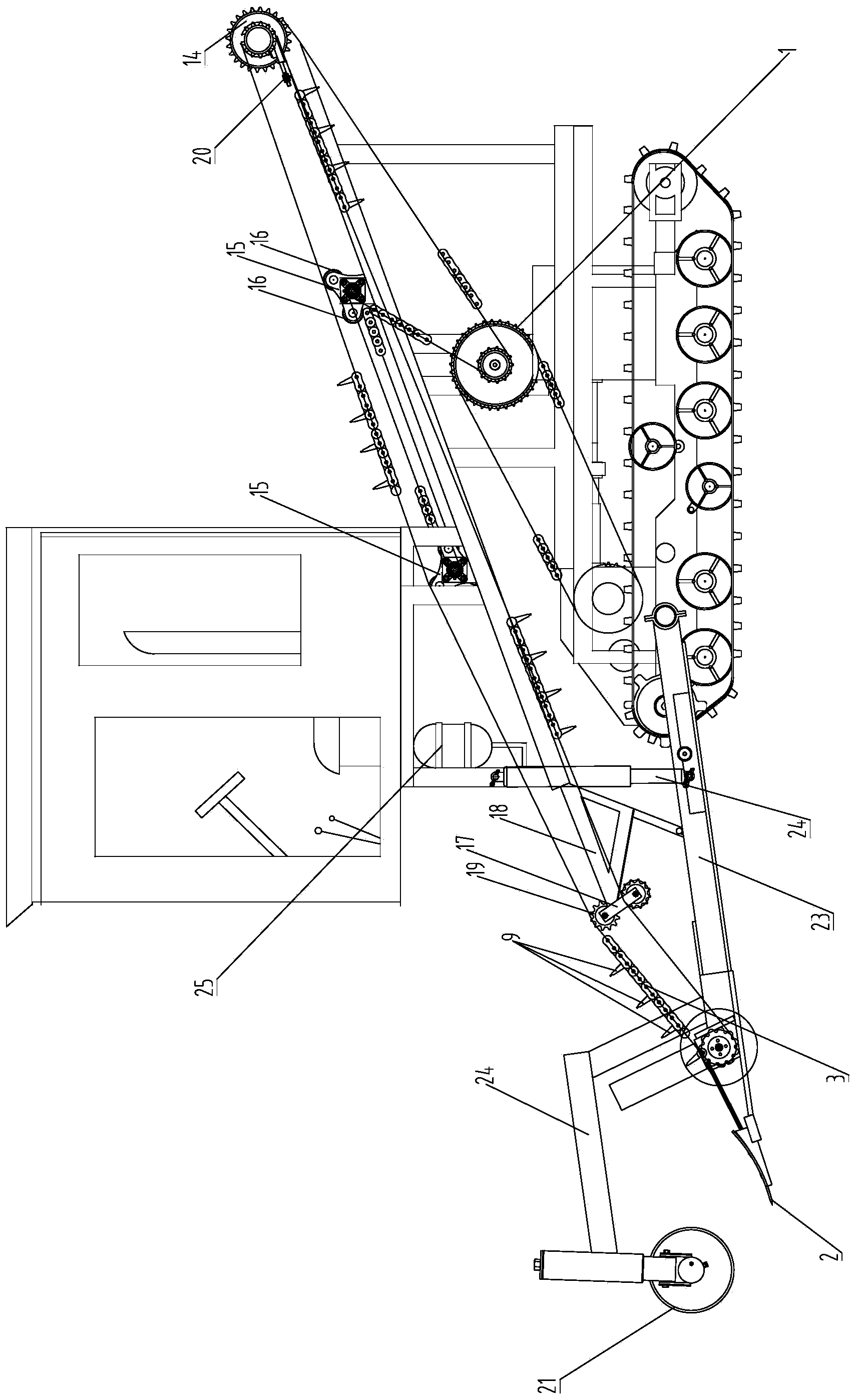 Flexible root crop separating device