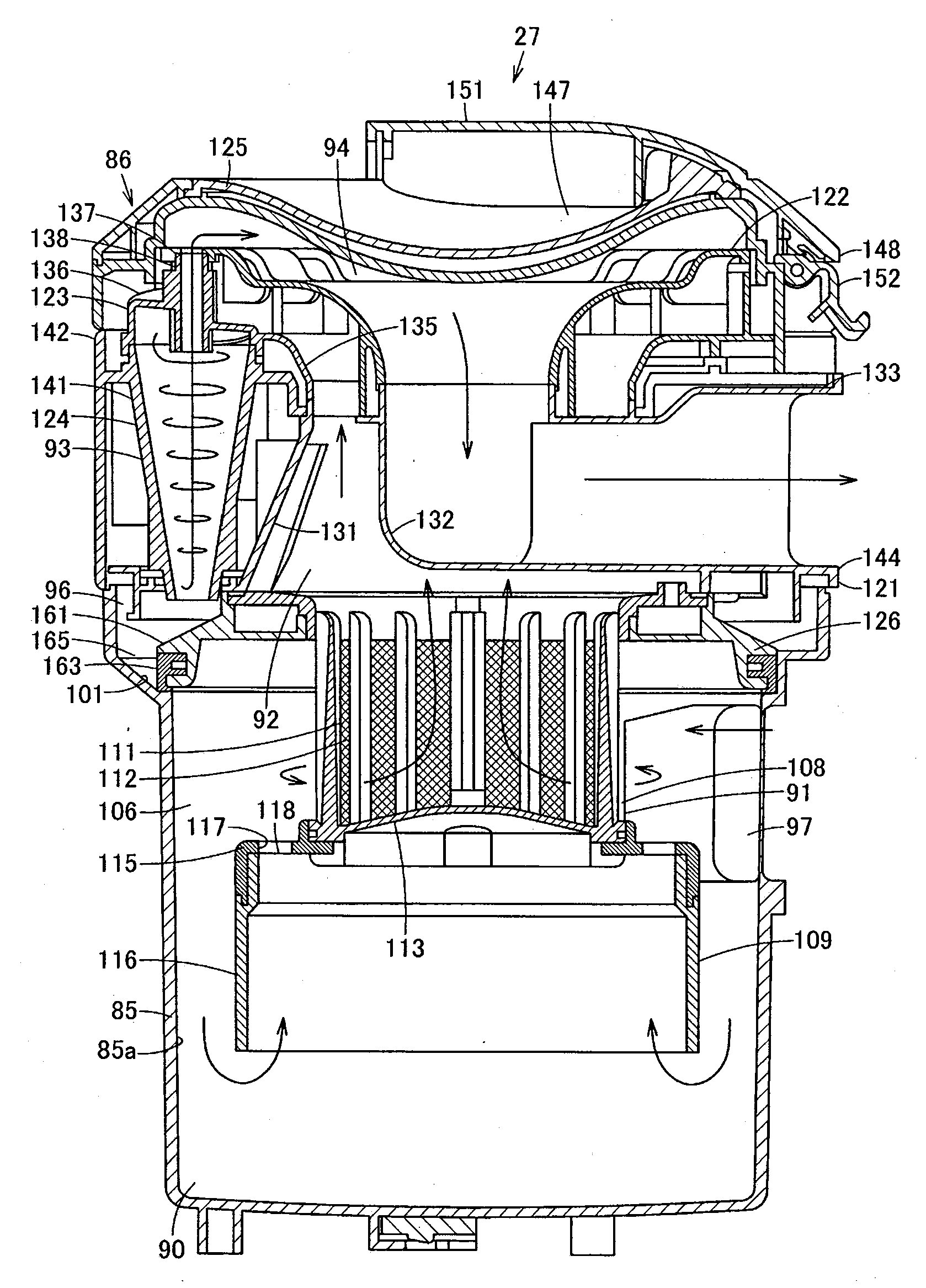 Dust collecting device and electric cleaner with the same