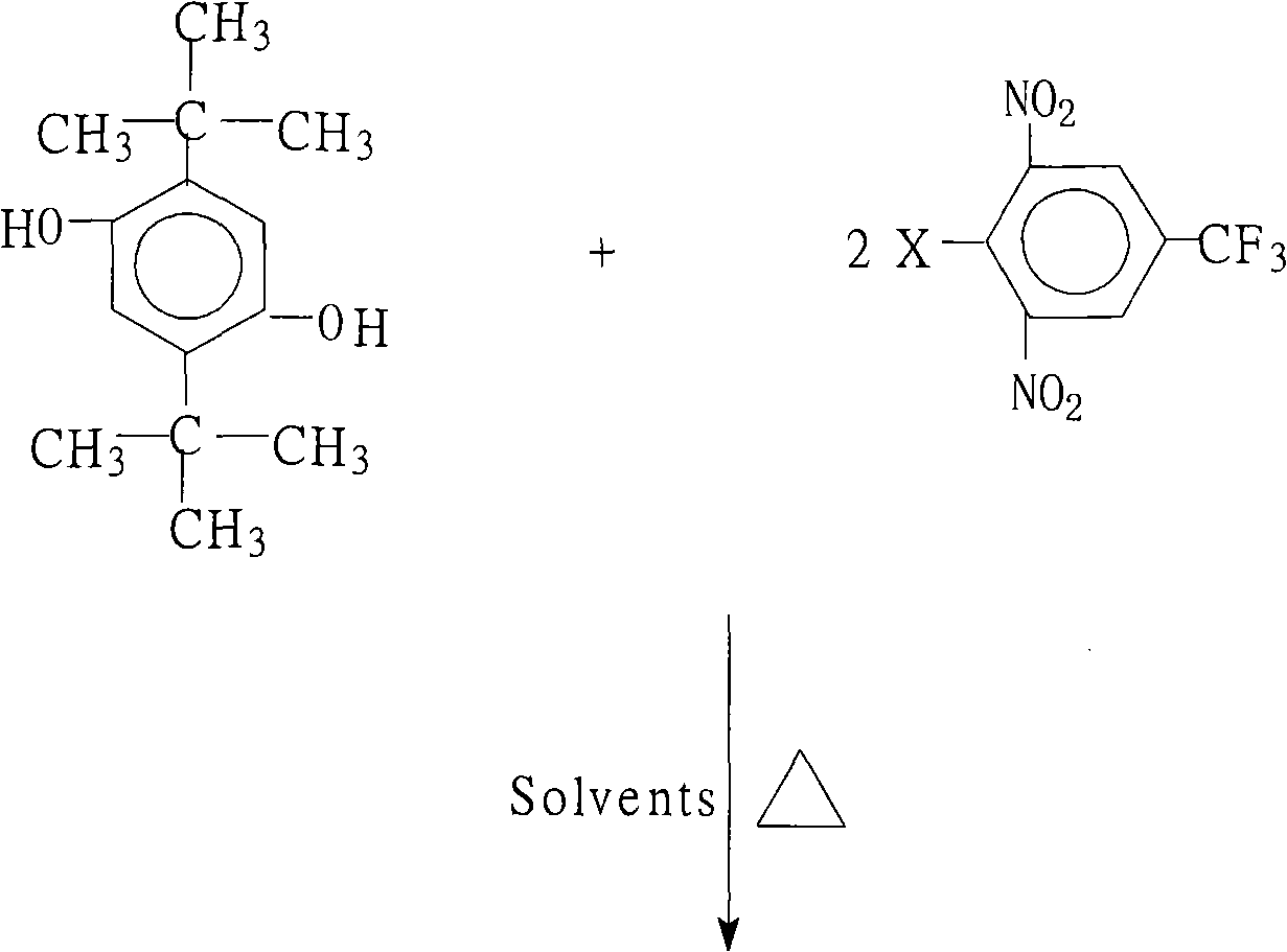 Method for preparing 1,4-bis(2,6-di-nitryl-4-trifluoromethyl phenoxy)-2,5 bi-utylbenzene